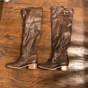 Over the knee brown boots